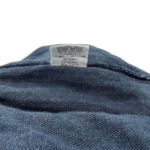 FLAX Englehart 100% Linen Straight Leg Crop Pants in Blue Chambray Size 1G 18 20 - Picture 8 of 11